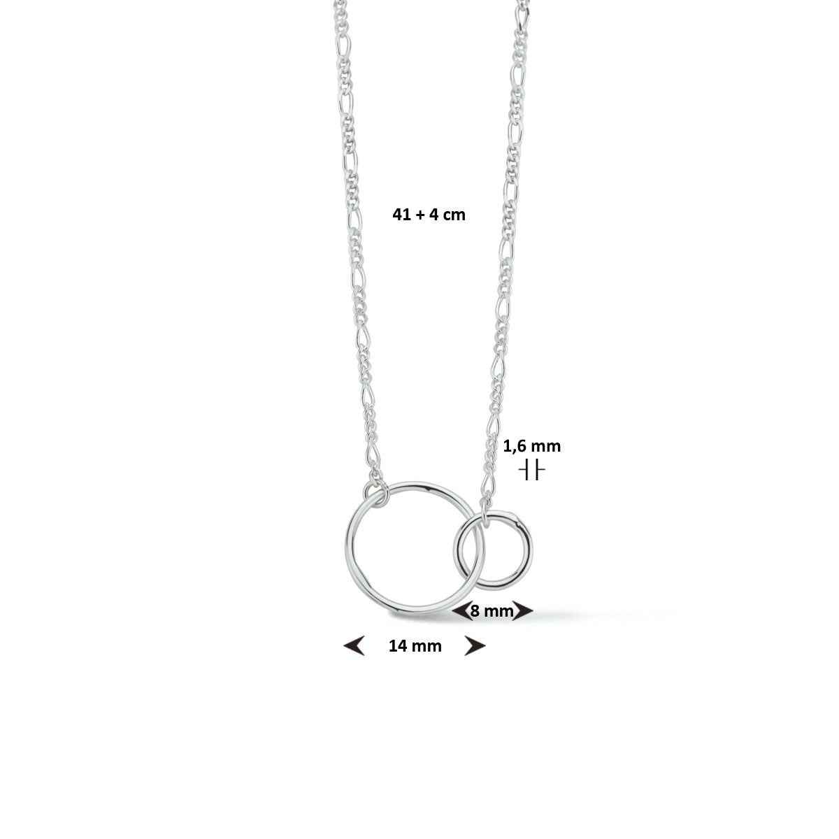 Fantasy Collection Collier rondjes 41 + 4 cm zilver