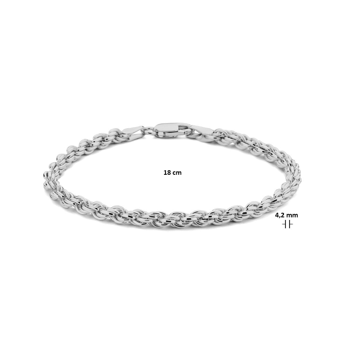 Fantasy Collection Armband koord 4,2 mm zilver