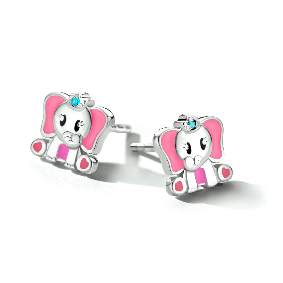 Fantasy Collection Oorbellen emaille olifant blauw zirkonia zilver - PSN1334489