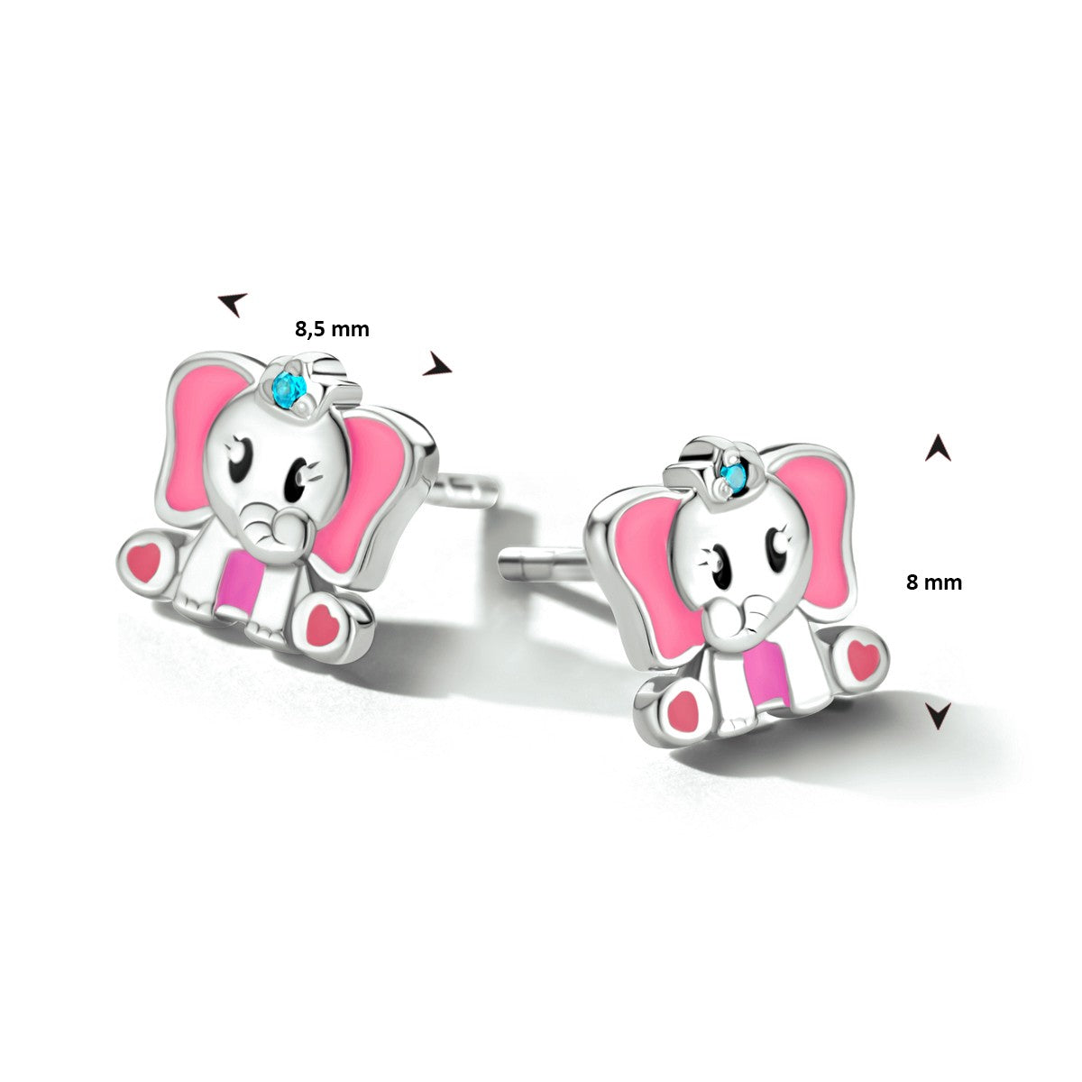 Fantasy Collection Oorbellen emaille olifant blauw zirkonia zilver - PSN1334489