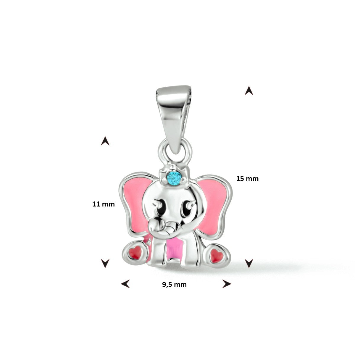 Fantasy Collection Hanger emaille olifant blauw zirkonia zilver