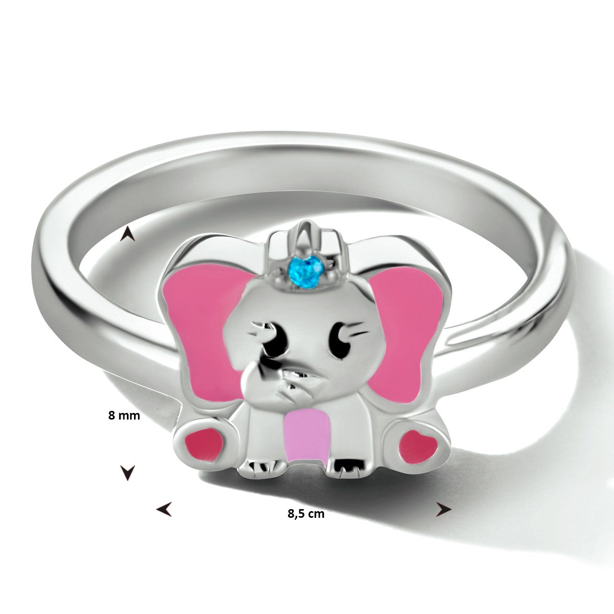 Fantasy Collection Ring emaille olifant blauw zirkonia zilver