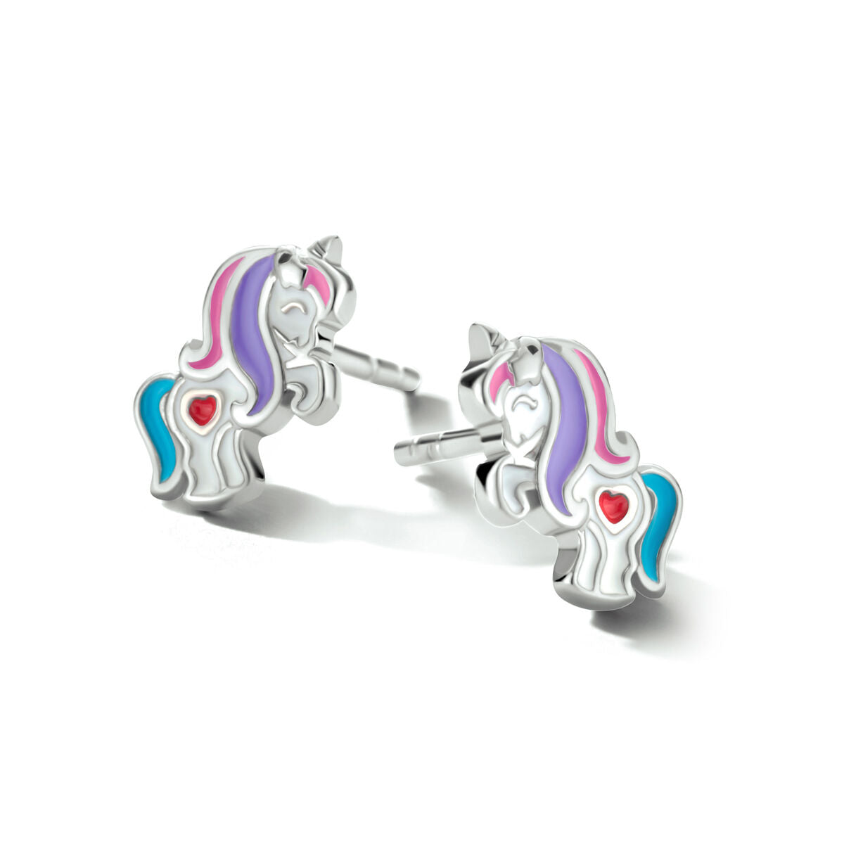 Fantasy Collection Oorbellen emaille eenhoorn zilver - PSN1334564