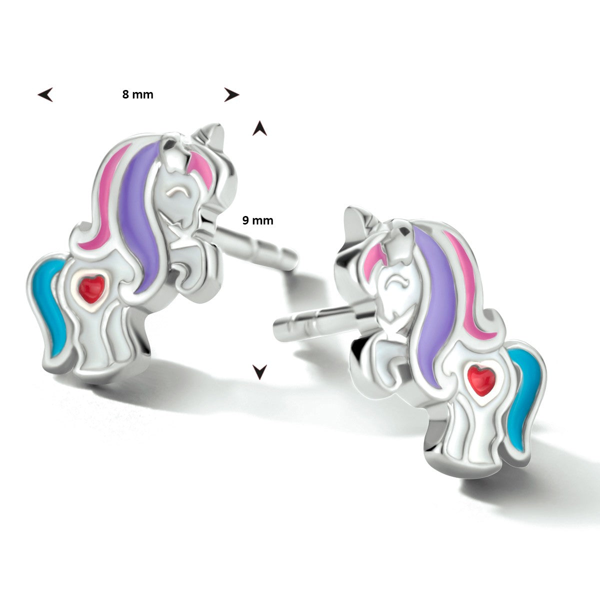 Fantasy Collection Oorbellen emaille eenhoorn zilver - PSN1334564