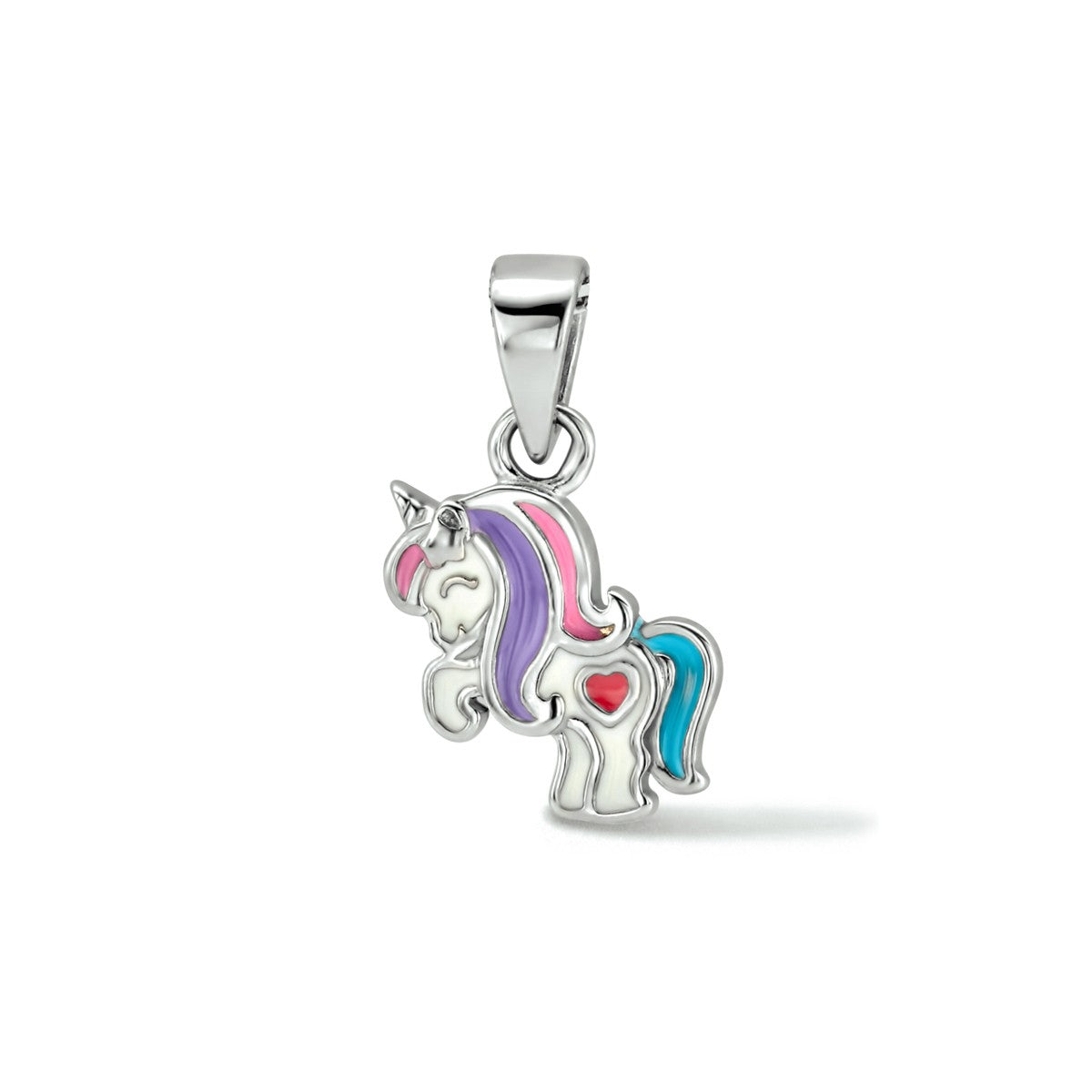 Fantasy Collection Hanger emaille eenhoorn zilver
