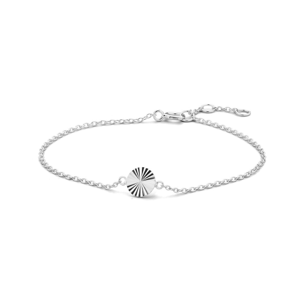 Fantasy Collection Armband rondje gediamanteerd 16,5 - 17,5 - 18,5 cm zilver