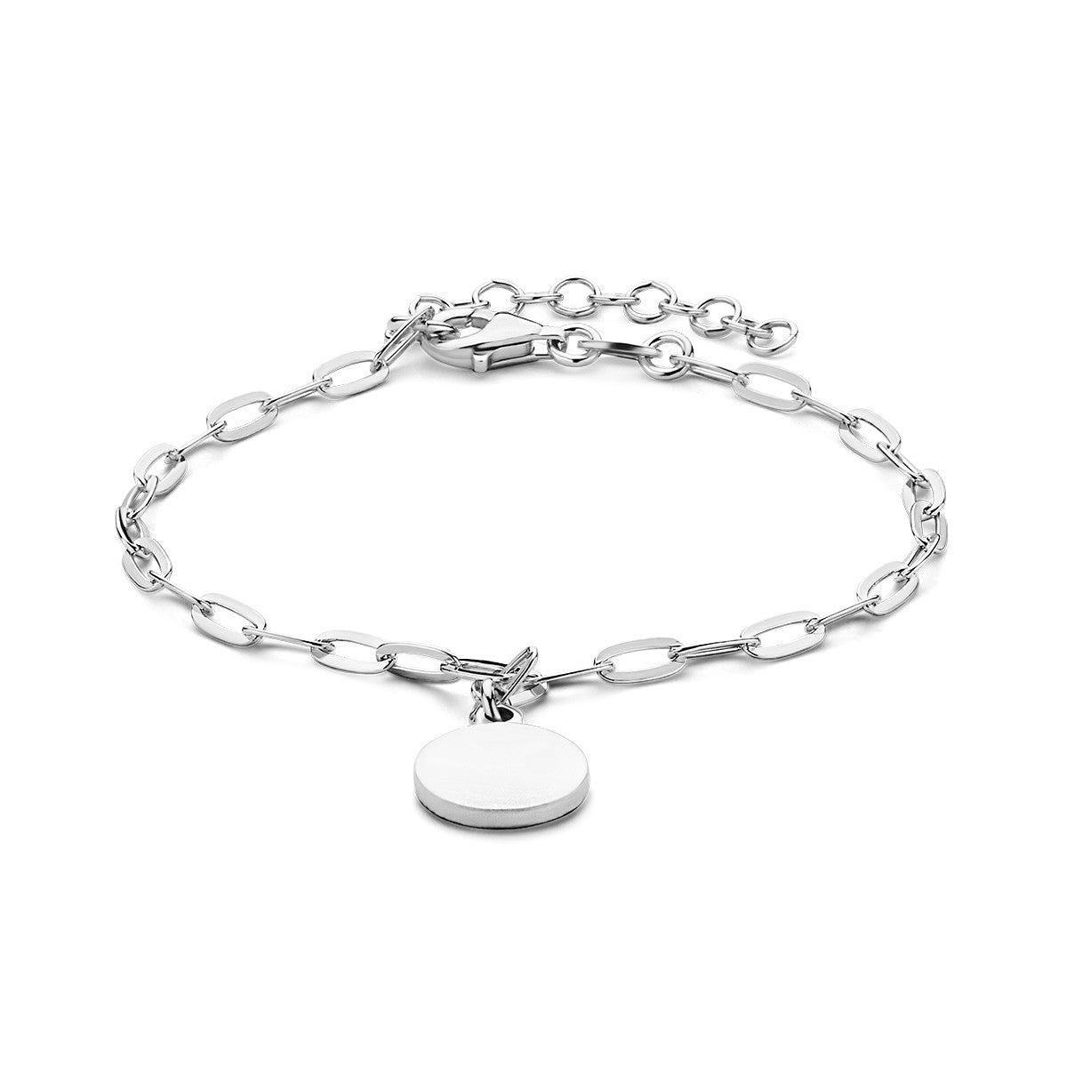 Fantasy Collection Armband paperclip platte buis rondje 2,7 mm 16 + 3 cm zilver