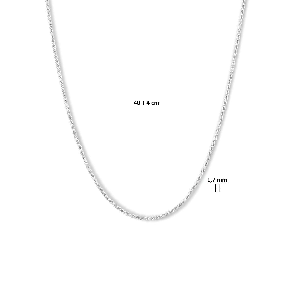 Fantasy Collection Collier koord 1,7 mm zilver