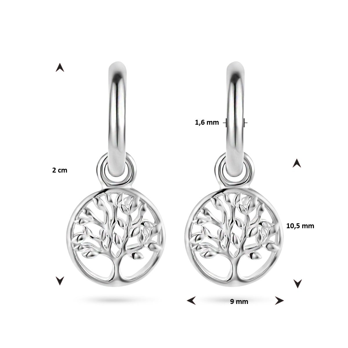 Fantasy Collection Oorbellen levensboom 20 mm zilver