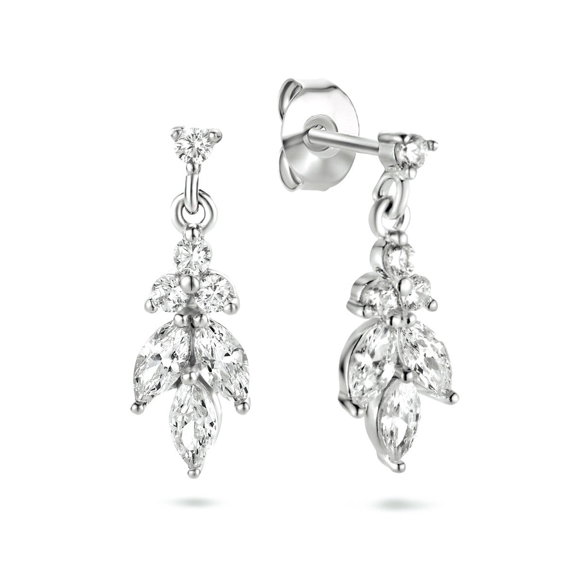 Fantasy Collection Hangende oorbellen zirkonia 18 mm zilver