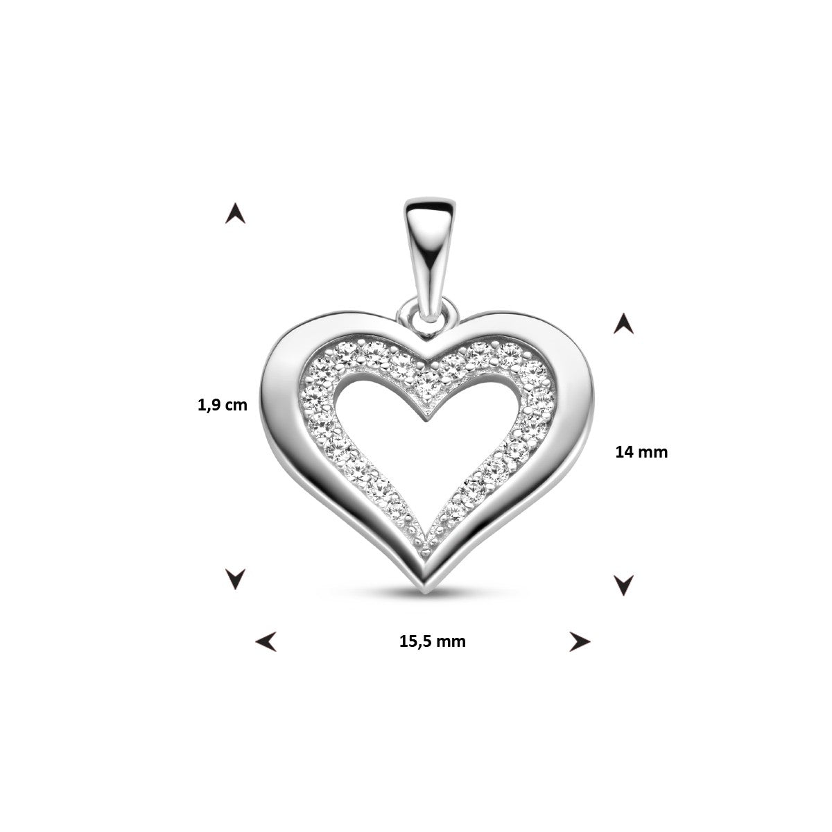 Fantasy Collection Hanger hart zirkonia zilver