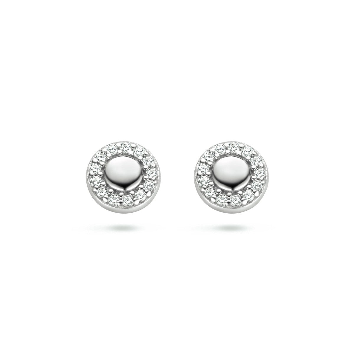 Fantasy Collection Oorbellen rondje zirkonia zilver