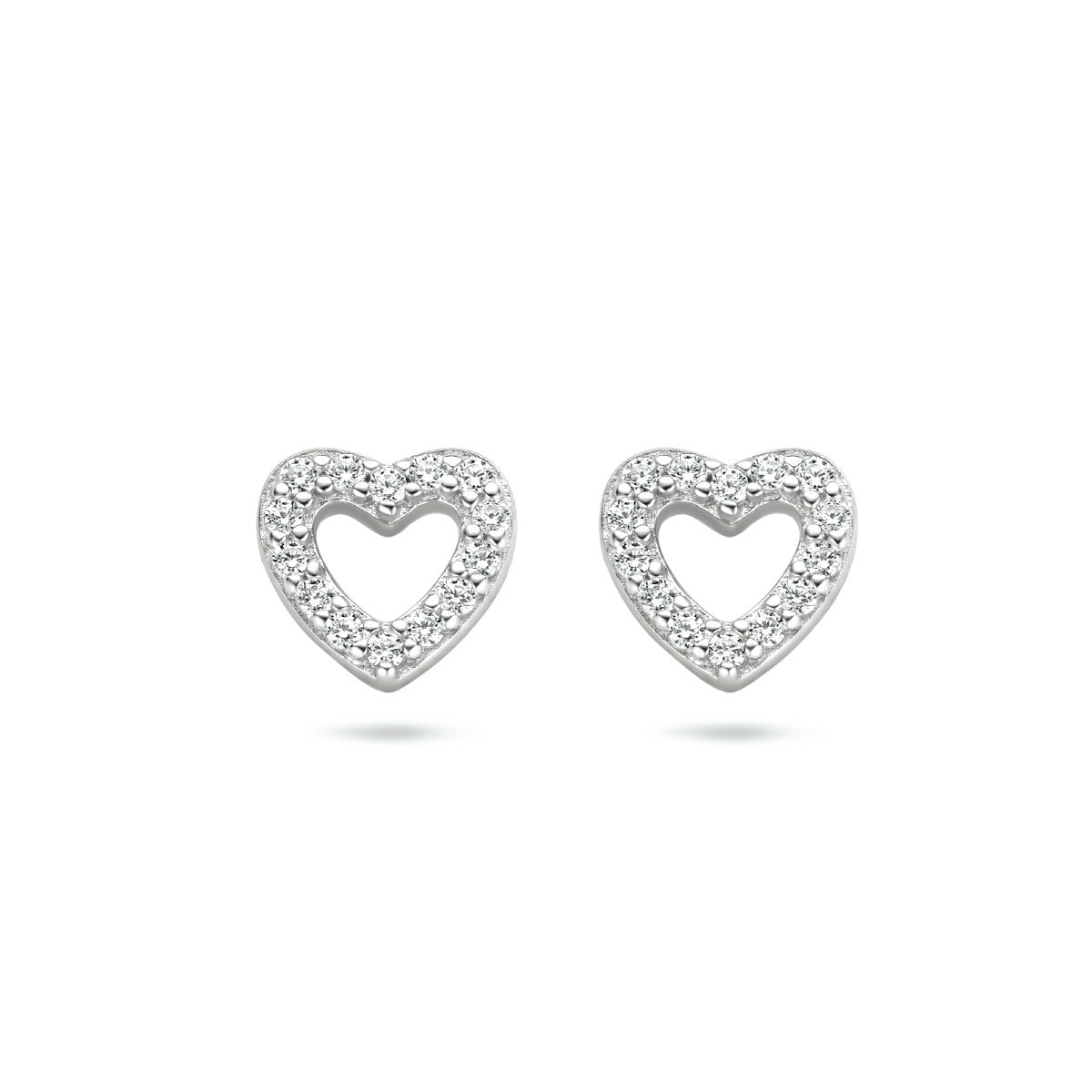 Fantasy Collection Oorbellen hartje zirkonia zilver