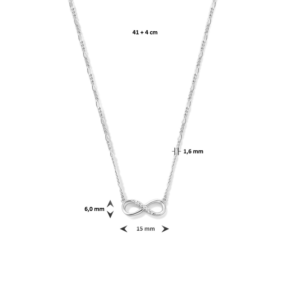 Fantasy Collection Collier infinity zirkonia 41 + 4 cm zilver