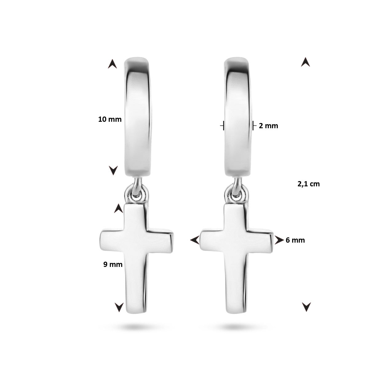 Fantasy Collection Oorbellen kruis 21 mm zilver