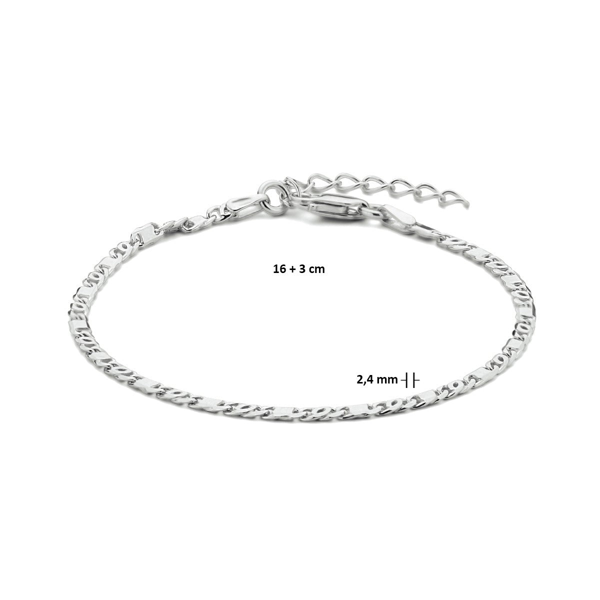 Fantasy Collection Armband valkenoog met tussenstuk 2,4 mm 16 + 3 cm zilver - PSN1334839