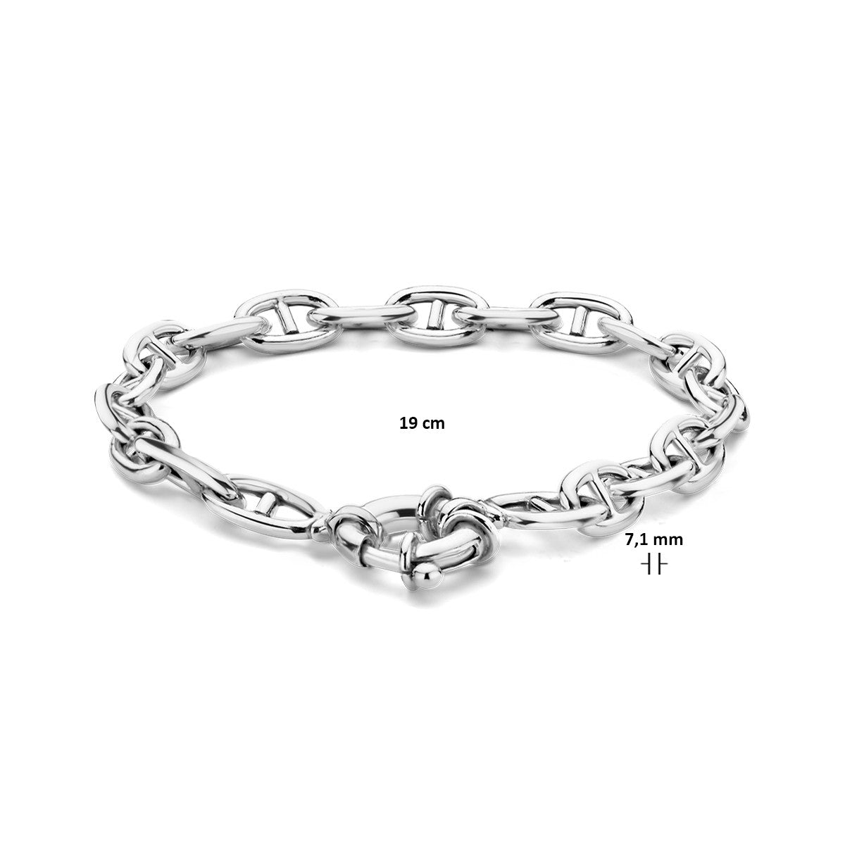 Zilver Gerhodineerd Armband Marine 7,1 Mm 19 Cm Met Groot Springslot 1334870 - PansiteNederland.nl