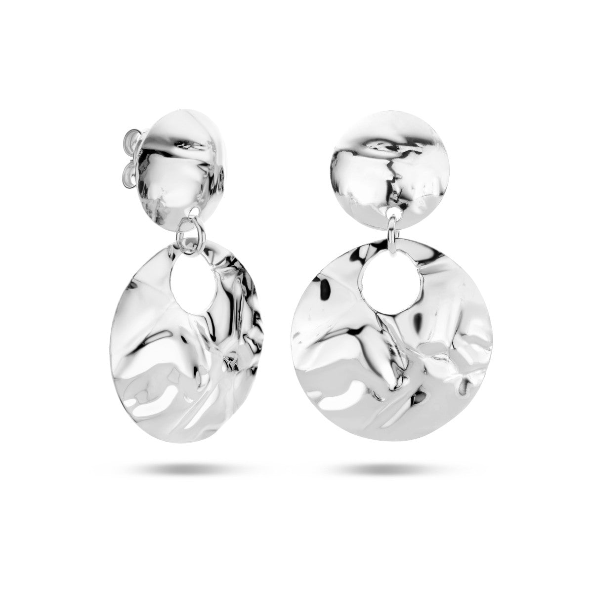 Fantasy Collection Hangende oorbellen gehamerd zilver