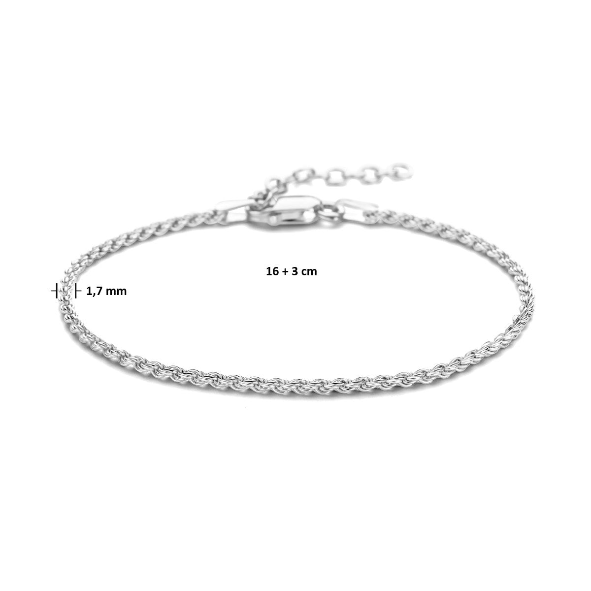 Fantasy Collection Armband koord 1,7 mm zilver