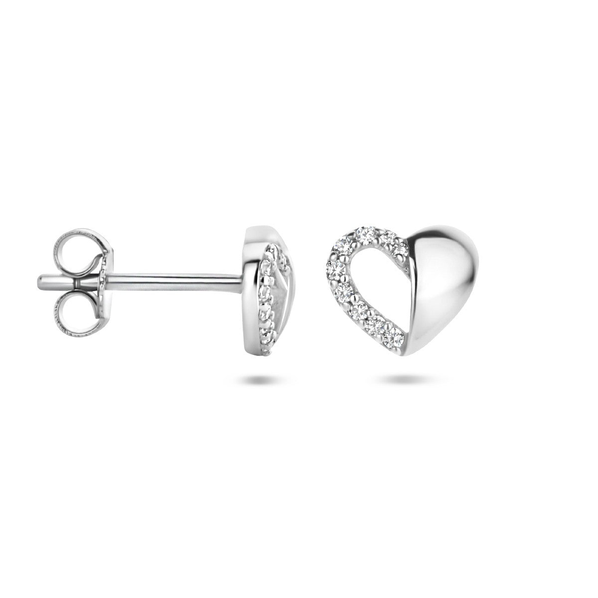 Fantasy Collection Oorbellen hart zirkonia zilver