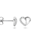 Zilver Gerhodineerd Oorknoppen Hart Zirkonia 1335073 - PansiteNederland.nl