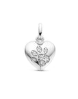 zilver gerhodineerd hanger hart en hondenpoot zirkonia 1335075 - PansiteNederland.nl