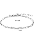 Gerhodineerde Zilveren Armband Paperclip Vierkante Buis 2,3 mm 15,5 + 2,5 cm - Elegante Schakel - 1335079 - PansiteNederland.nl