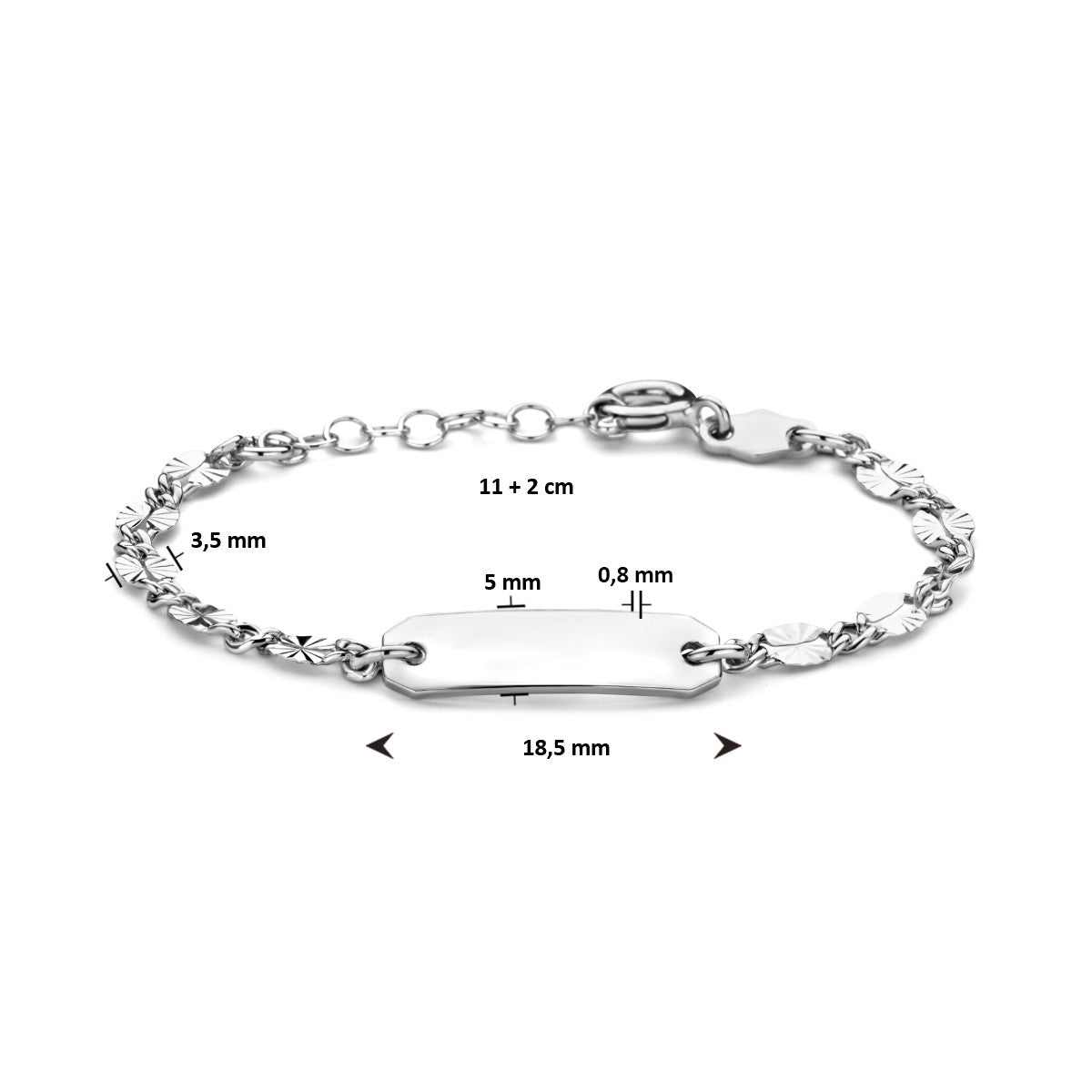 Fantasy Collection Graveerarmband plaat 5,0 mm 11 + 2 cm zilver