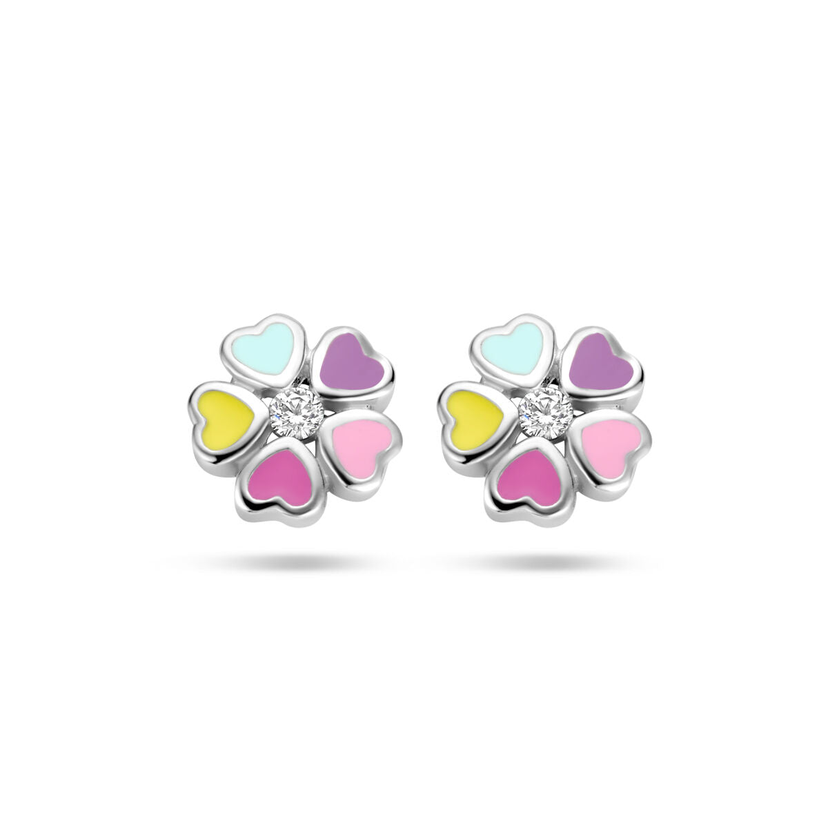Fantasy Collection Oorbellen bloem zirkonia emaille zilver - PSN1335284