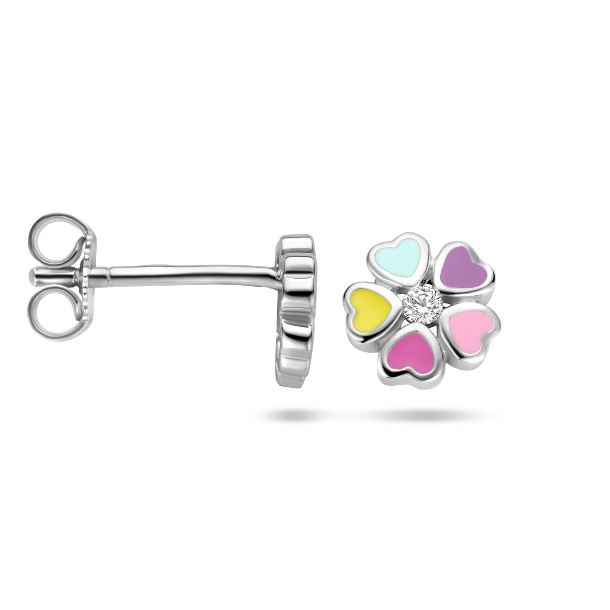 Fantasy Collection Oorbellen bloem zirkonia emaille zilver - PSN1335284
