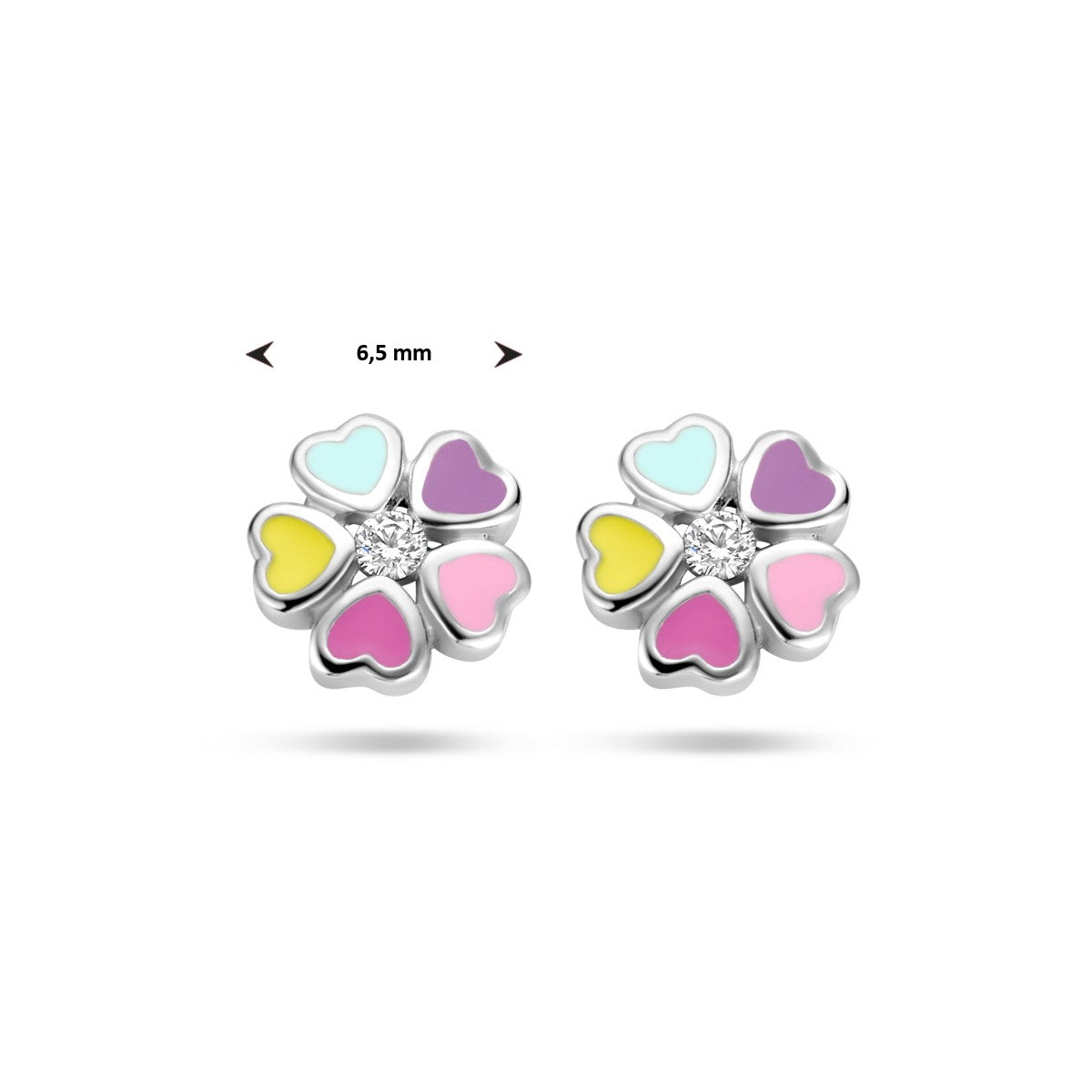 Fantasy Collection Oorbellen bloem zirkonia emaille zilver - PSN1335284