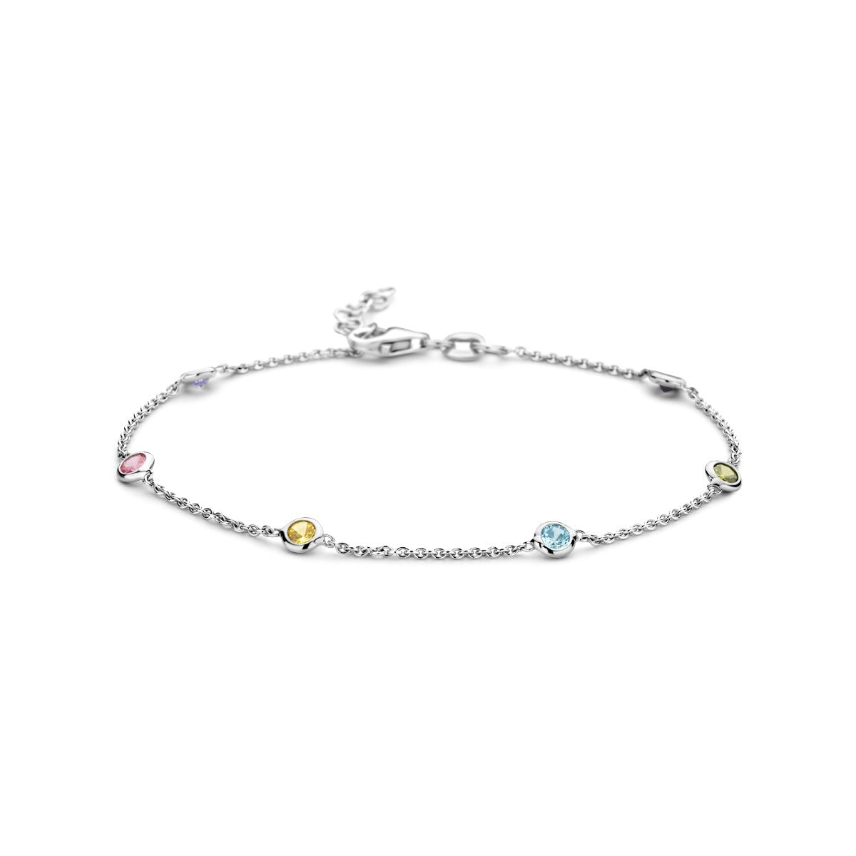 Fantasy Collection Armband meerdere kleuren zirkonia 18 + 2 cm zilver