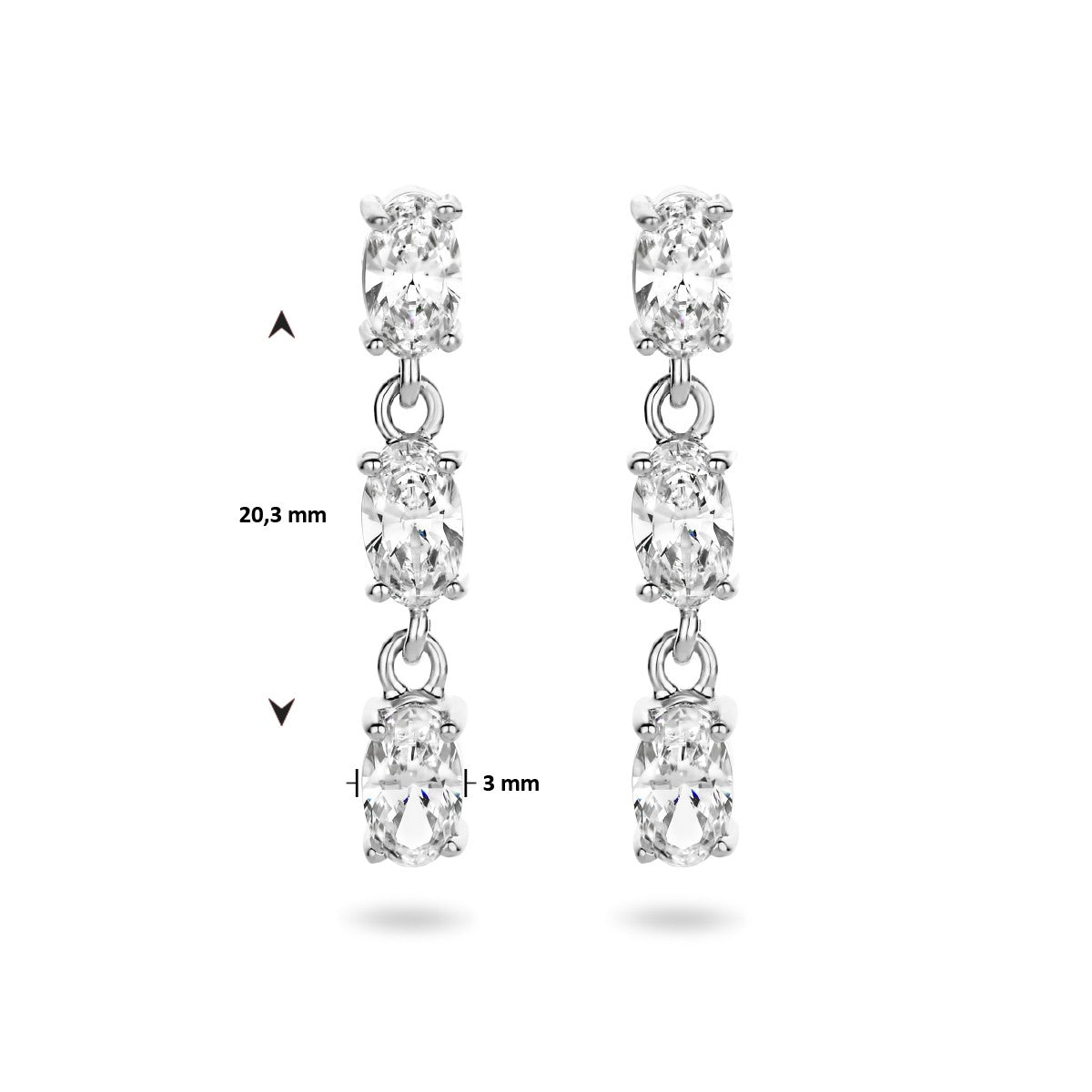 Fantasy Collection Hangende oorbellen zirkonia 20,5 mm zilver