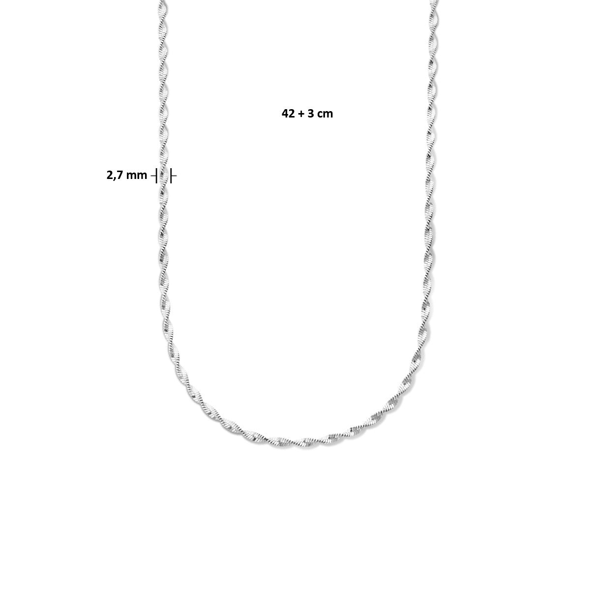 Fantasy Collection Collier 2,7 mm 42 + 3 cm zilver