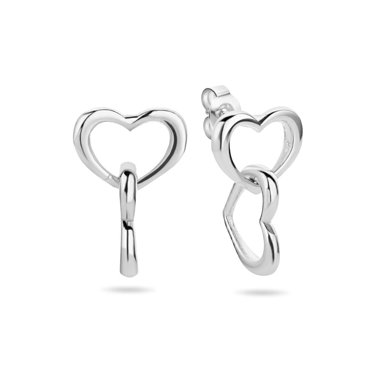 Fantasy Collection Hangende oorbellen hartjes zilver