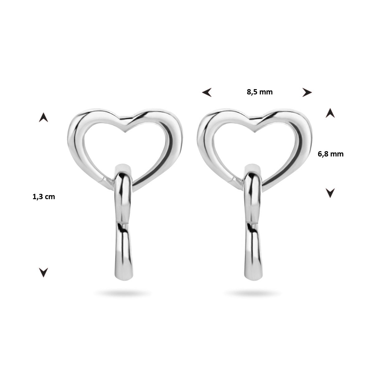 Fantasy Collection Hangende oorbellen hartjes zilver