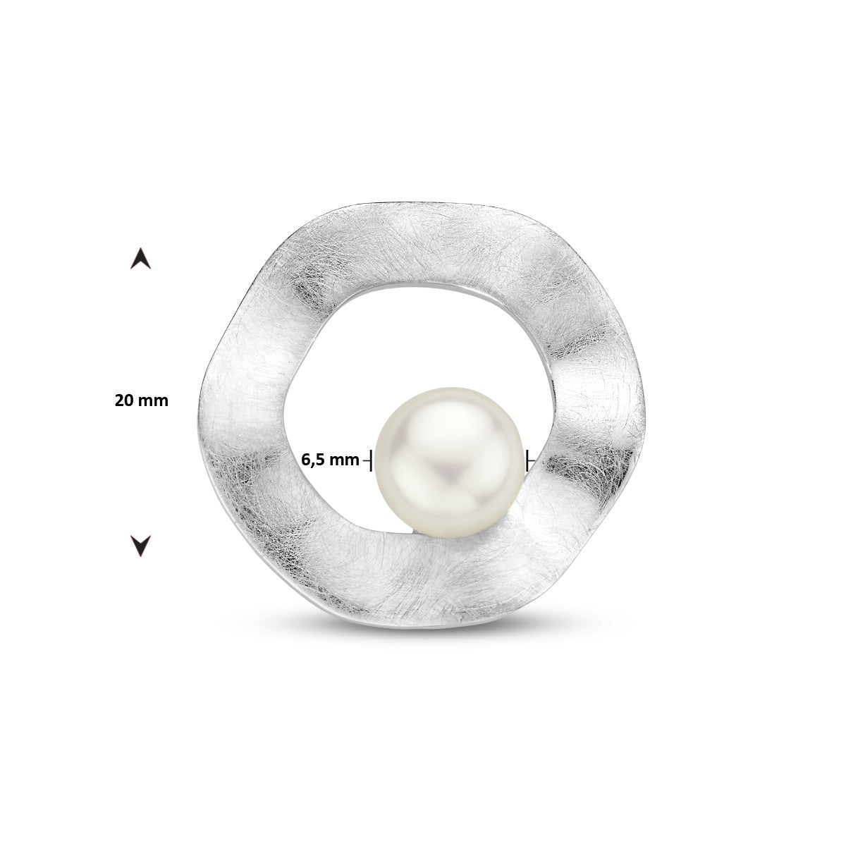 Fantasy Collection Hanger rondje parel gescratcht zilver