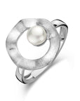 Gerhodineerd Zilver Ring Rondje Parel Gescratcht 1335447 - PansiteNederland.nl