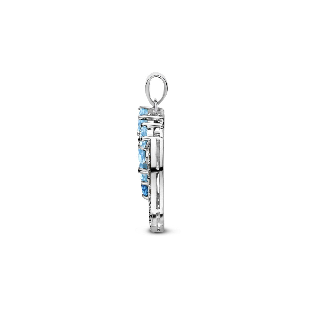 Fantasy Collection Hanger rondje blauw topaas en zirkonia zilver