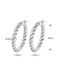 Zilver Gerhodineerd Oorringen Gedraaid 1335501 - PansiteNederland.nl