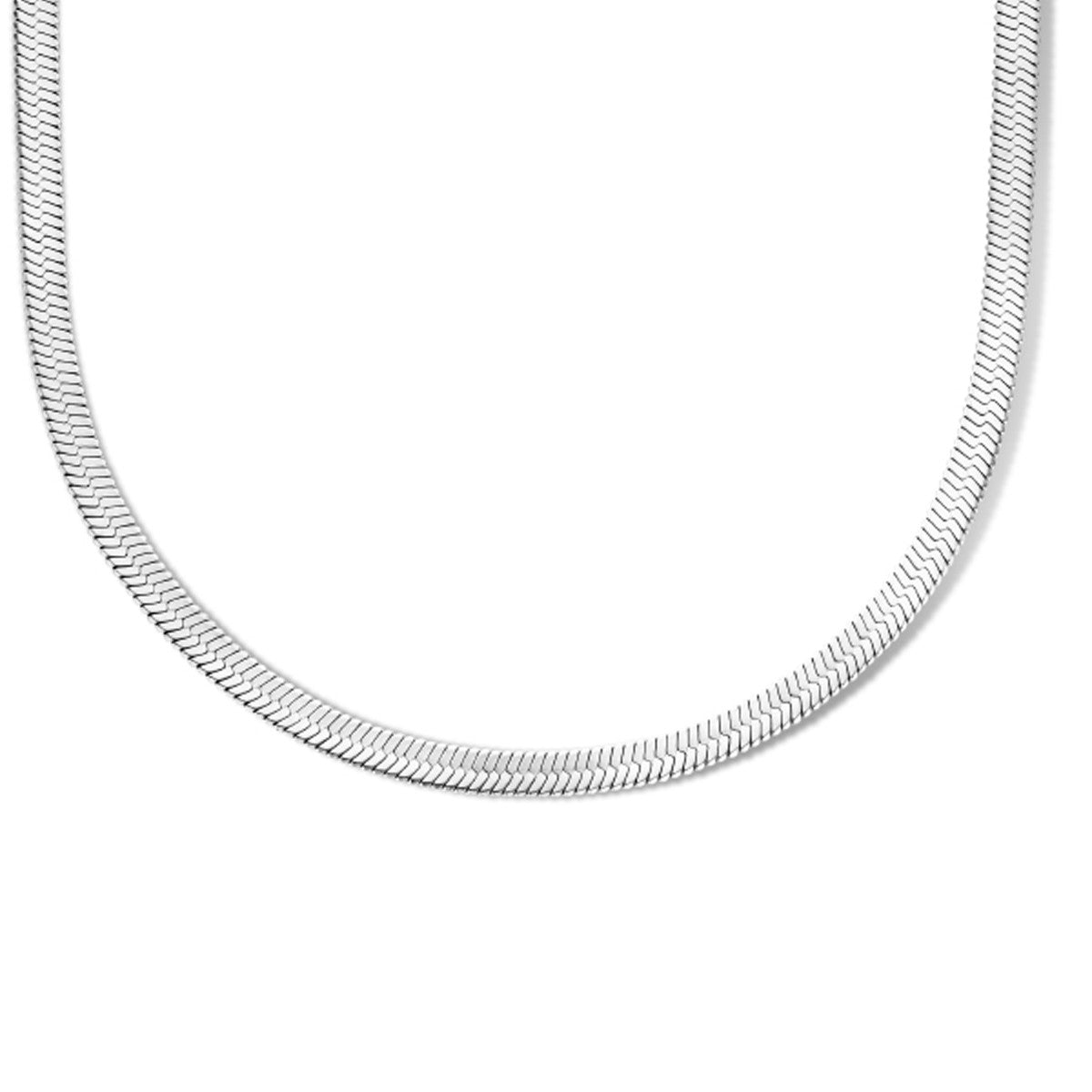 Fantasy Collection Collier slang plat 4,3 mm 40 + 4 cm zilver
