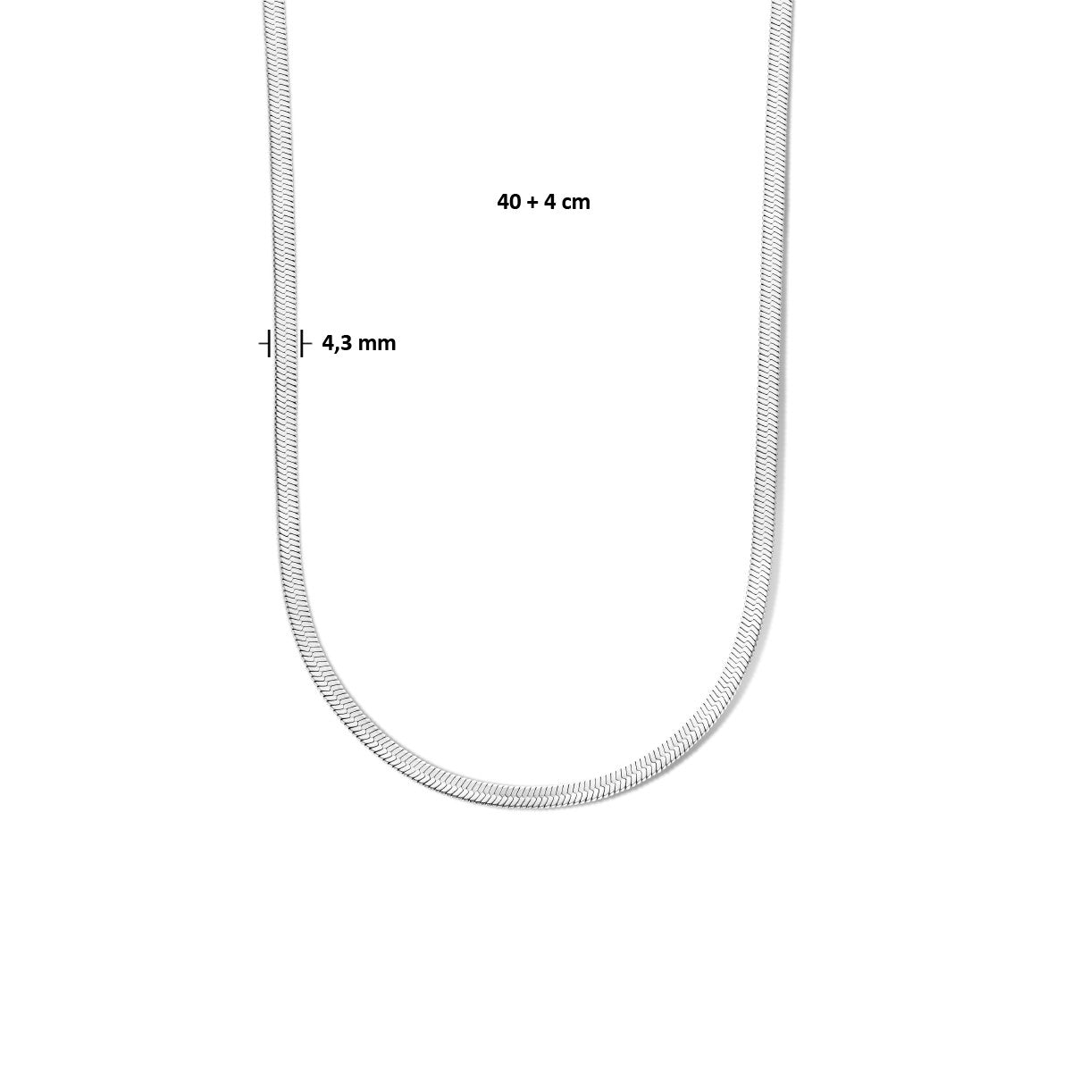 Fantasy Collection Collier slang plat 4,3 mm 40 + 4 cm zilver