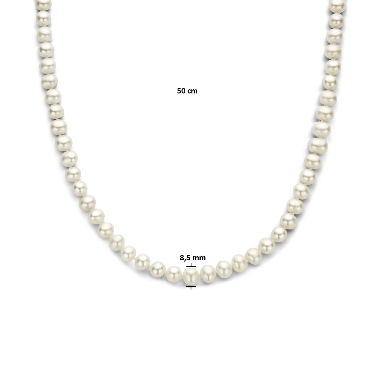 Fantasy Collection Collier parels 8,5 mm zilver