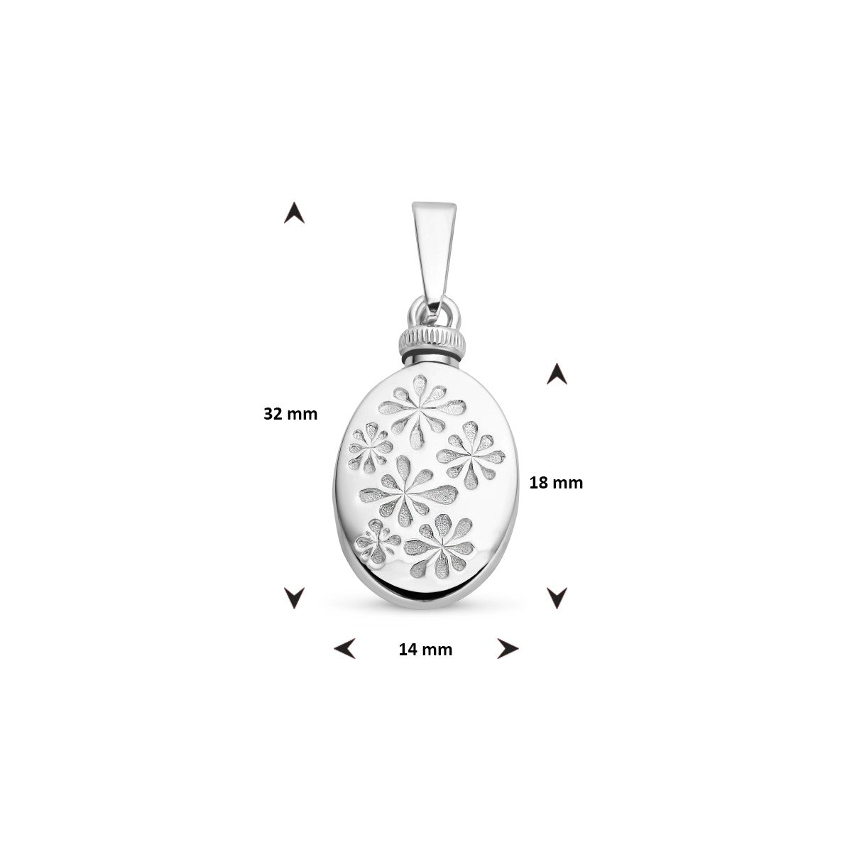 Fantasy Collection Urnhanger gravure bloemen 18 mm zilver