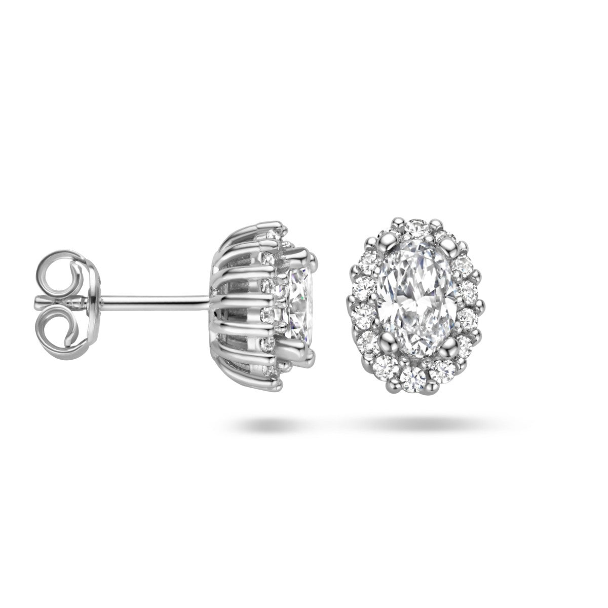 Fantasy Collection Oorbellen zirkonia halo zilver