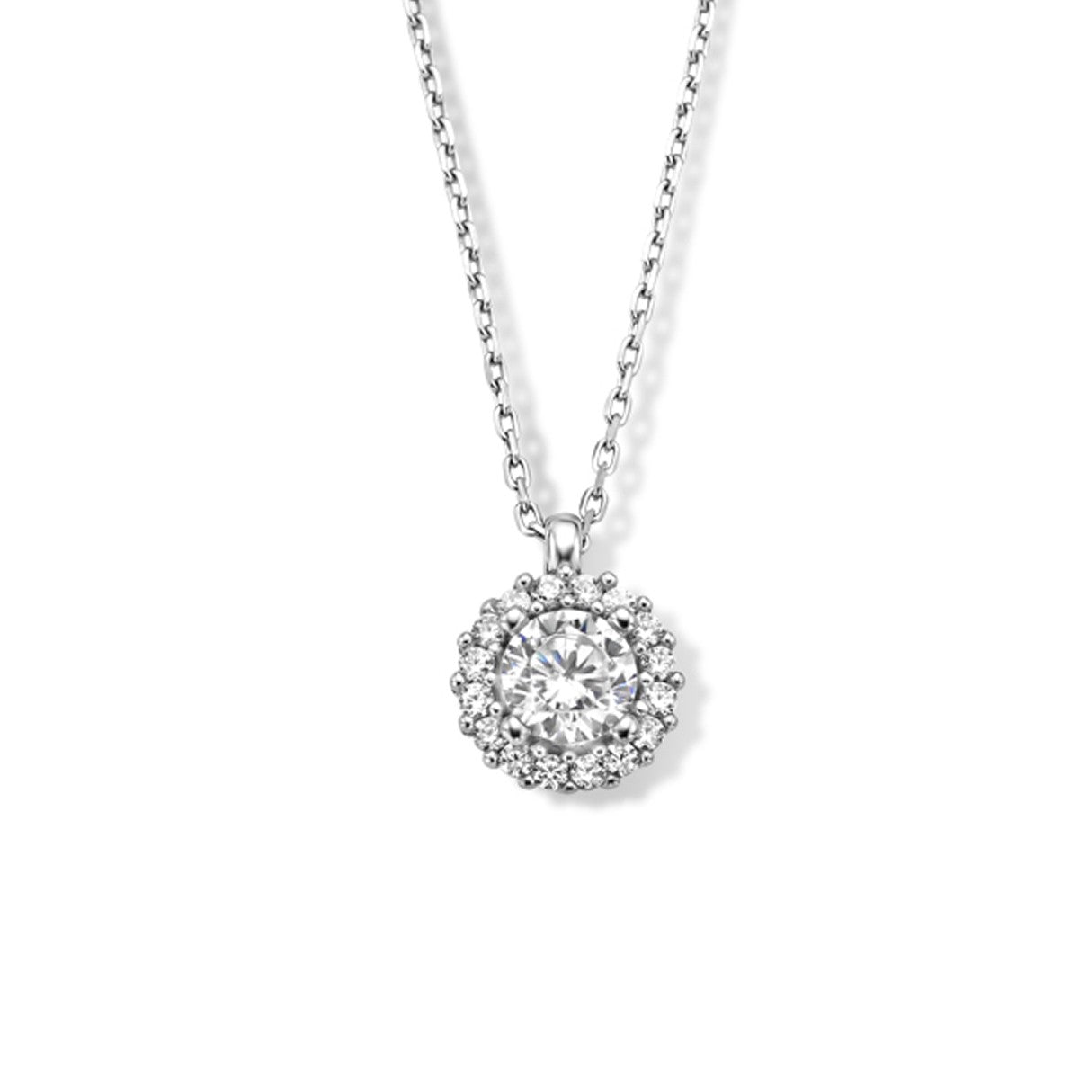Fantasy Collection Collier zirkonia 41 + 4 cm halo zilver