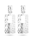 Zilver Gerhodineerd Oorhangers Rechthoek Gehamerd 1335662 - PansiteNederland.nl