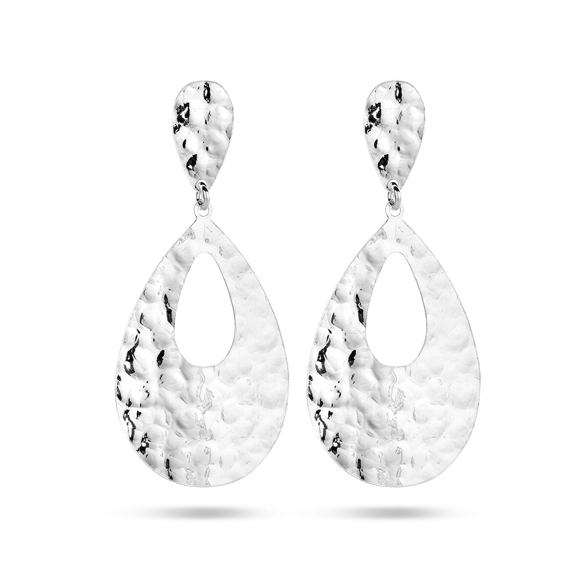 Fantasy Collection Hangende oorbellen druppel gehamerd zilver