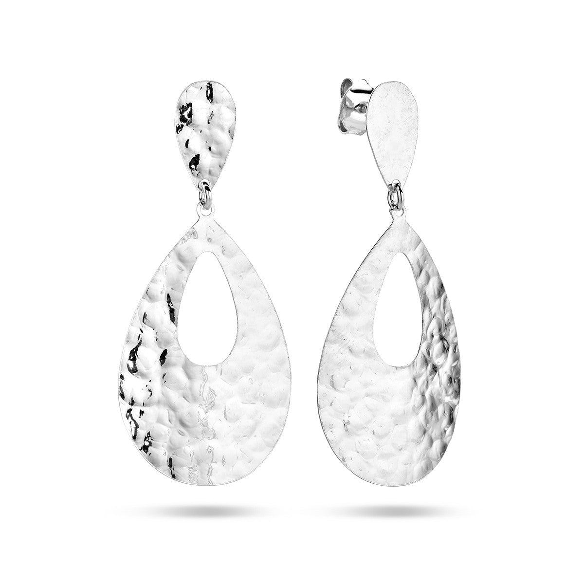 Fantasy Collection Hangende oorbellen druppel gehamerd zilver