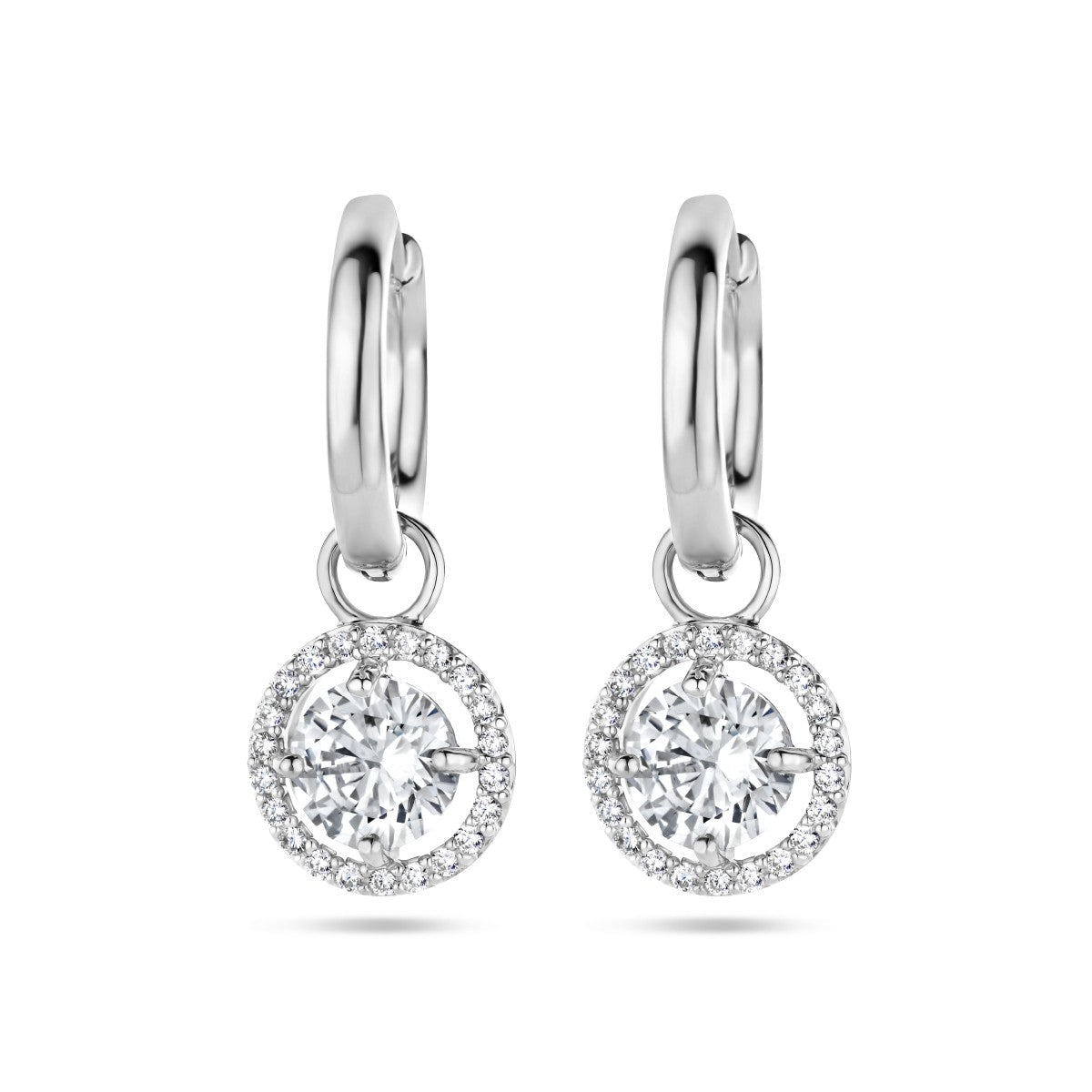 Fantasy Collection Oorbellen zirkonia halo zilver